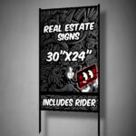Real Estate Sign w/ Frame - 30"x24" - Bottom Rider