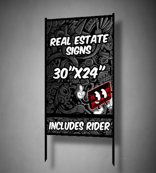 Real estate 2 Real Estate Sign w/ Frame - 30"x24" - Bottom Rider