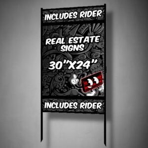 Real estate 3 Real Estate Sign w/ Frame - 30"x24" - Top & Bottom Rider