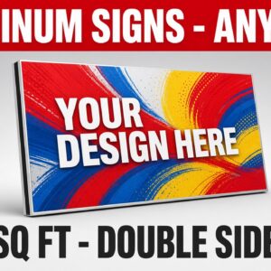 Custom aluminum signs, $16 per sq ft, double-sided $20