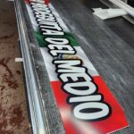 Red, white and green Frontera del Medio vinyl banner printed by Xenix Graphics
