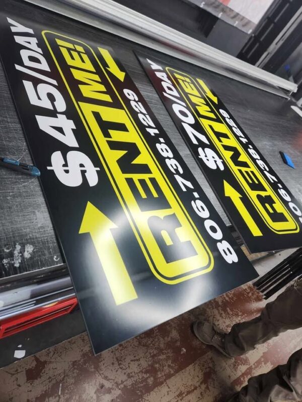 Rent Me 45 Per Day Signs Yellow and black $45/day Rent Me signs by Xenix Graphics