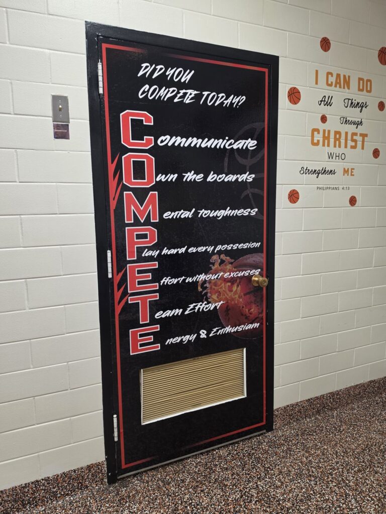 Compete school door wrap, made by Xenix Graphics